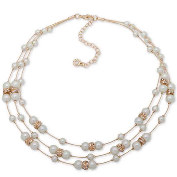 ANNE KLEIN
Gold-Tone Beaded Three-Row Necklace, 16" + 3" extender - Picture 2 of 5